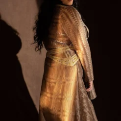 Abhishek Sharma Dusk Metallic Pleated Draped Dress -Textalux Sales 1511asw6 3