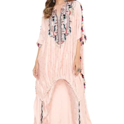 Payal Singhal Rose Pink Benarasi Silk Embroidered Kaftan Set