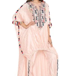 Payal Singhal Rose Pink Benarasi Silk Embroidered Kaftan Set -Textalux Sales 1511sp1 5