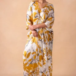 Inca Marble White Gulmohar Printed Knot Kaftan Tunic -Textalux Sales 15124inca10 3