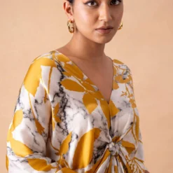 Inca Marble White Gulmohar Printed Knot Kaftan Tunic -Textalux Sales 15124inca10 4