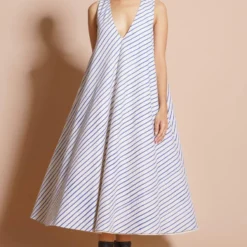 Stoique Blue Circular Colour Block Printed Dress