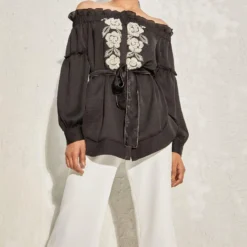 Namrata Joshipura Black Gathered Off Shoulder Top -Textalux Sales 1532023nj12 3