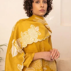 Arcvsh By Pallavi Singh Ochre Floral Double Layered Tunic Set 8 Arcvsh By Pallavi Singh Ochre Floral Double Layered Tunic Set -Textalux Sales 15423arc12 3