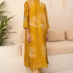 Arcvsh By Pallavi Singh Ochre Floral Double Layered Tunic Set 9 Arcvsh By Pallavi Singh Ochre Floral Double Layered Tunic Set -Textalux Sales 15423arc12 4
