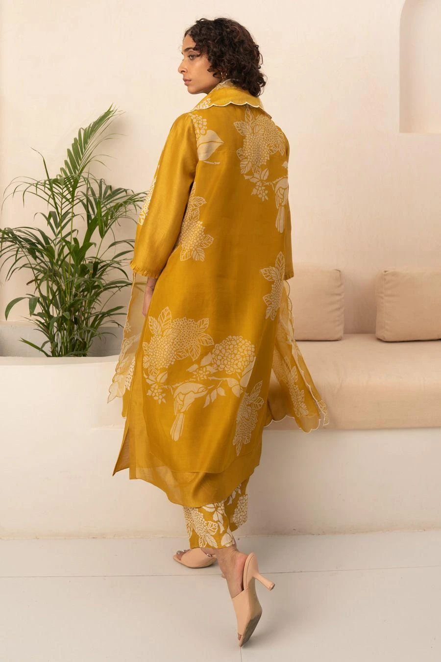 Arcvsh By Pallavi Singh Ochre Floral Double Layered Tunic Set 6 Arcvsh By Pallavi Singh Ochre Floral Double Layered Tunic Set - Image 5