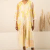 Arcvsh By Pallavi Singh Yellow Petal Printed Jacket & Jumpsuit