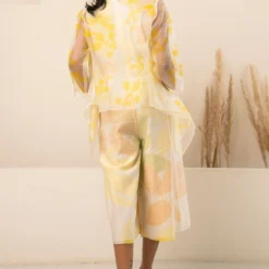 Arcvsh By Pallavi Singh Yellow Petal Printed Jacket & Jumpsuit -Textalux Sales 15423arc28 3