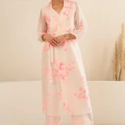 Arcvsh By Pallavi Singh Pink Petal Printed Jacket & Jumpsuit