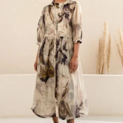 Arcvsh By Pallavi Singh Grey Petal Printed Jacket & Jumpsuit