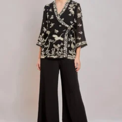 PATINE Black Parsi Gara Embroidered Wrap Top -Textalux Sales 15961 1