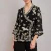 PATINE Black Parsi Gara Embroidered Wrap Top -Textalux Sales 15961 4