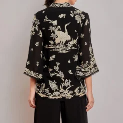PATINE Black Parsi Gara Embroidered Wrap Top -Textalux Sales 15961 6
