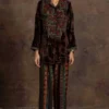 Sunira Designs Brown Rushaan Velvet Shirt -Textalux Sales 1611sun10 1