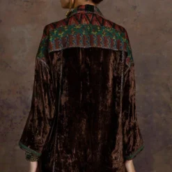 Sunira Designs Brown Rushaan Velvet Shirt -Textalux Sales 1611sun10 6