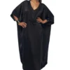 AK-OK By Anamika Khanna Matte Black Silk Kaftan Dress -Textalux Sales 16124akok17 1