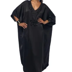 AK-OK By Anamika Khanna Matte Black Silk Kaftan Dress