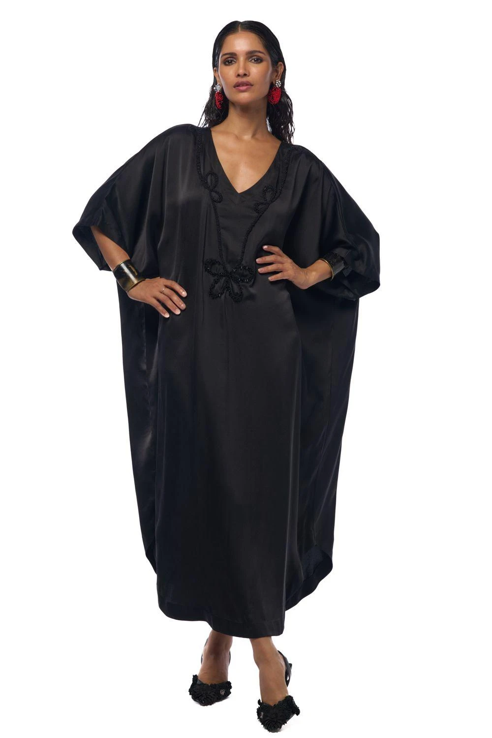AK-OK By Anamika Khanna Matte Black Silk Kaftan Dress 3 AK-OK By Anamika Khanna Matte Black Silk Kaftan Dress