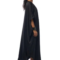 AK-OK By Anamika Khanna Matte Black Silk Kaftan Dress 9 AK-OK By Anamika Khanna Matte Black Silk Kaftan Dress -Textalux Sales 16124akok17 3