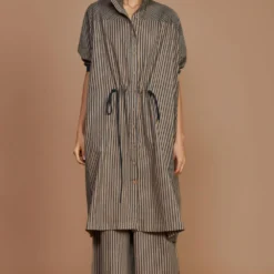 Mati Brown Striped Kaftan Set