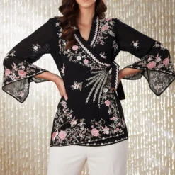 PATINE Black Shikargah Wrap Top