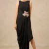 Tarun Tahiliani Black Gara Embroidered One Shoulder Dress -Textalux Sales 16923tt6 1
