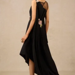 Tarun Tahiliani Black Gara Embroidered One Shoulder Dress -Textalux Sales 16923tt6 4