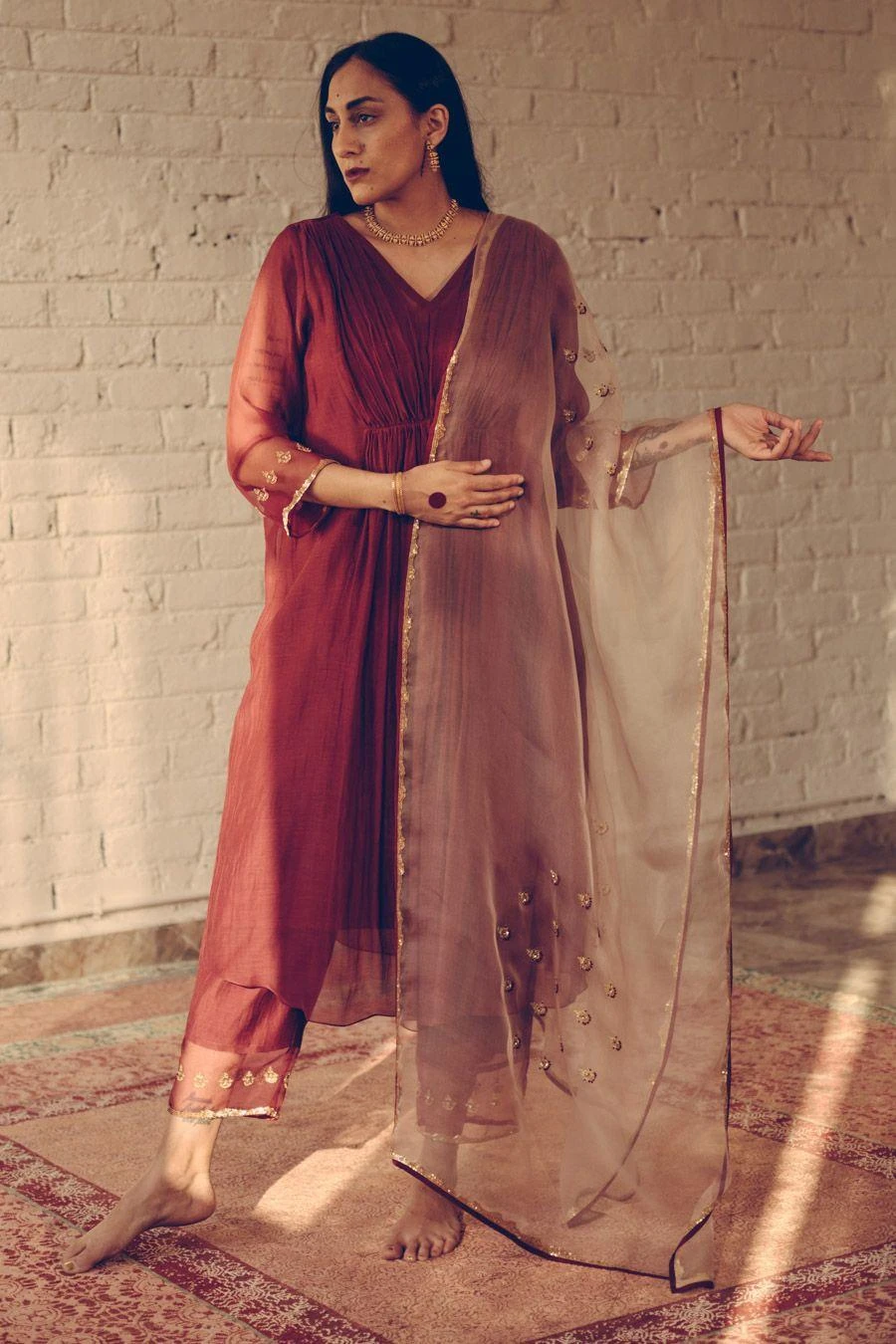 Sarang Kaur Maroon Noor Kurta Set 5 Sarang Kaur Maroon Noor Kurta Set - Image 3