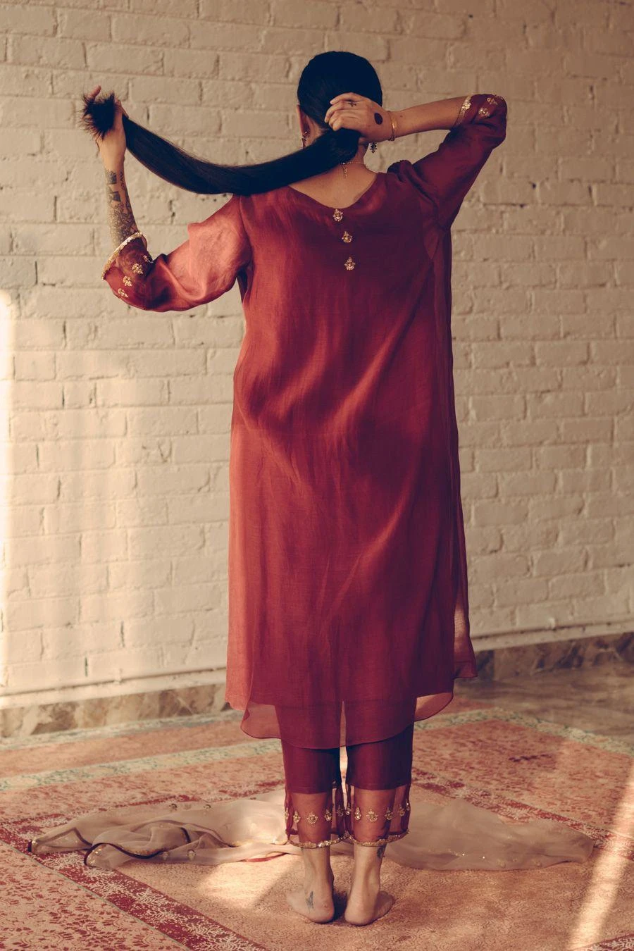 Sarang Kaur Maroon Noor Kurta Set 8 Sarang Kaur Maroon Noor Kurta Set - Image 6