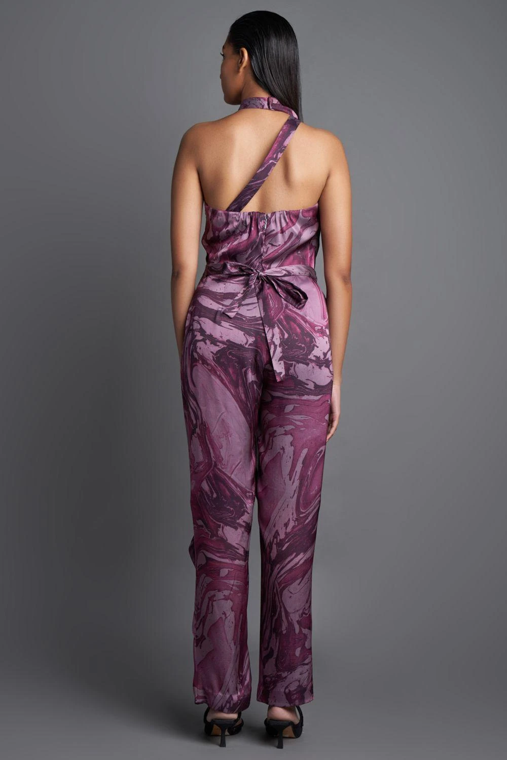 Amit Aggarwal Marbled Draped Plum Jumpsuit 5 Amit Aggarwal Marbled Draped Plum Jumpsuit - Image 3