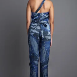 Amit Aggarwal Marbled Draped Aqua Jumpsuit -Textalux Sales 172ag17 3