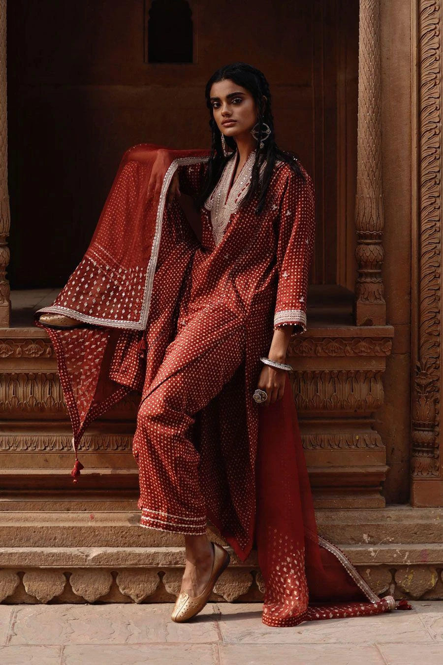 Avacara Maroon Handblock Printed Kurta Set 4 Avacara Maroon Handblock Printed Kurta Set - Image 2