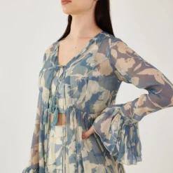 KoAi Cream And Blue Floral Bustier -Textalux Sales 17523ko9 4