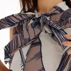 KoAi Brown And Cream Floral Bow Tie Jumpsuit -Textalux Sales 17723koia22 5