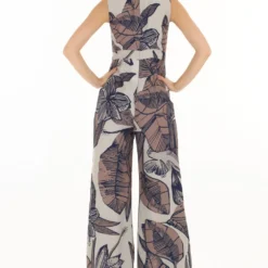 KoAi Brown And Cream Floral Bow Tie Jumpsuit -Textalux Sales 17723koia22 6