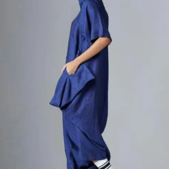 Chola Navy Deconstructed Linen Jumpsuit -Textalux Sales 179cj3 2
