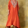 Jayanti Reddy Orange Zardosi Embellished Kaftan -Textalux Sales 17j423jr2 1