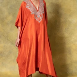 Jayanti Reddy Orange Zardosi Embellished Kaftan -Textalux Sales 17j423jr2 3