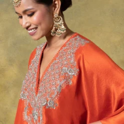 Jayanti Reddy Orange Zardosi Embellished Kaftan -Textalux Sales 17j423jr2 4
