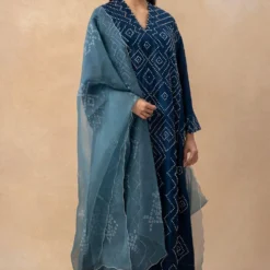 Divyam Mehta Blue Bandhani Kurta Set -Textalux Sales 180723dm01 2