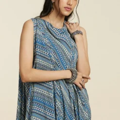 SVA Blue Stripe Top With An Attached Drape & Pants -Textalux Sales 181123sva53 4