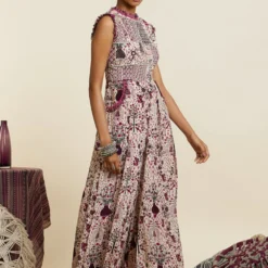 SVA Safar Merlot Jaal Print Patchwork Jumpsuit -Textalux Sales 181123sva71 2