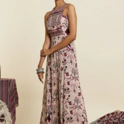 SVA Safar Merlot Jaal Printed Jumpsuit -Textalux Sales 181123sva78 2