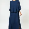 Stephany Navy Blue Silk Georgette Maxi Dress