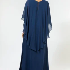 Stephany Navy Blue Silk Georgette Maxi Dress -Textalux Sales 181stp12 4