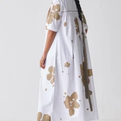 Three White & Sage Gathered Dress -Textalux Sales 18223td10 6