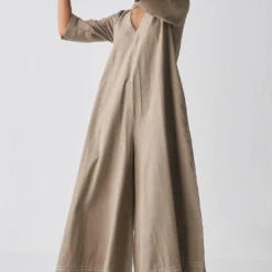 Three Sage Broad Leg Jumpsuit & Fringe Scarf -Textalux Sales 18223toc54 3