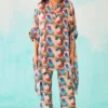 NORN Peach Abstract Printed Short Kaftan -Textalux Sales 1823nn37 1