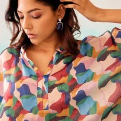 NORN Peach Abstract Printed Short Kaftan -Textalux Sales 1823nn37 3