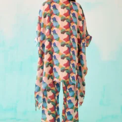 NORN Peach Abstract Printed Short Kaftan -Textalux Sales 1823nn37 4